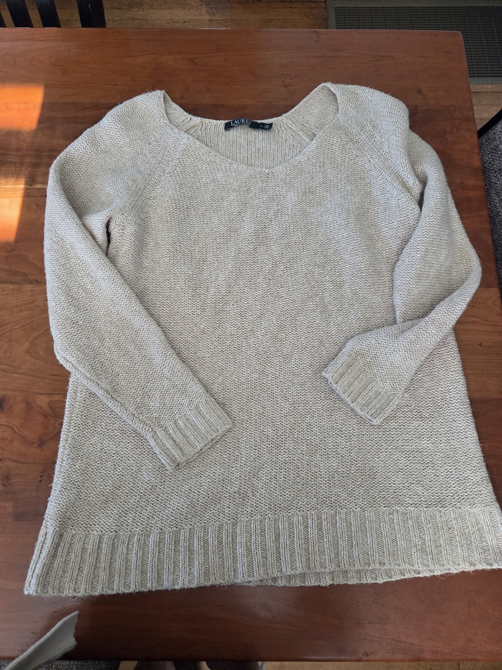 Ralph Lauren Cream Scoop Neck Knit Sweater